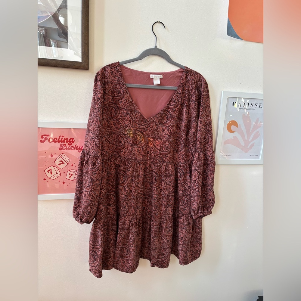 Rachel Ashwell Burgundy Peasant Dress